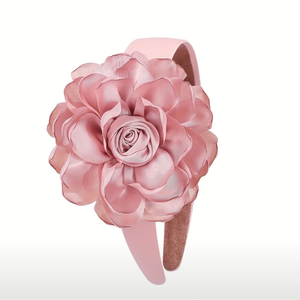 Light Pink Satin Floral Headband
